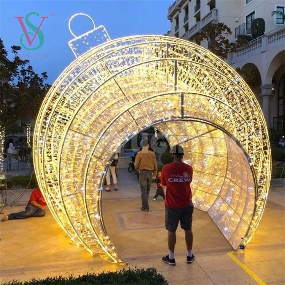 Christmas Outdoor IP65 Street 3D Giant Ball Motif Sculpture Giant Ball Arch Decoration Light